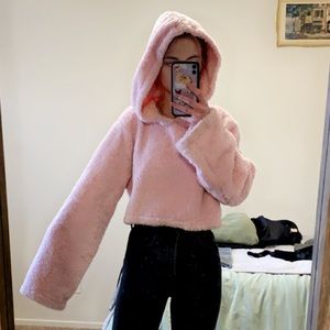 forever 21 pink cropped hoodie